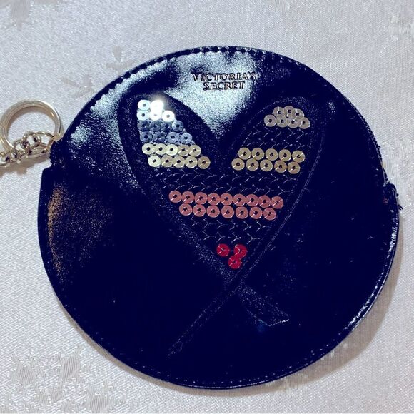 Victorias Secret Keychain Coin Purse Zip Closure Sequins 5.5” Gorgeous - Picture 2 of 6